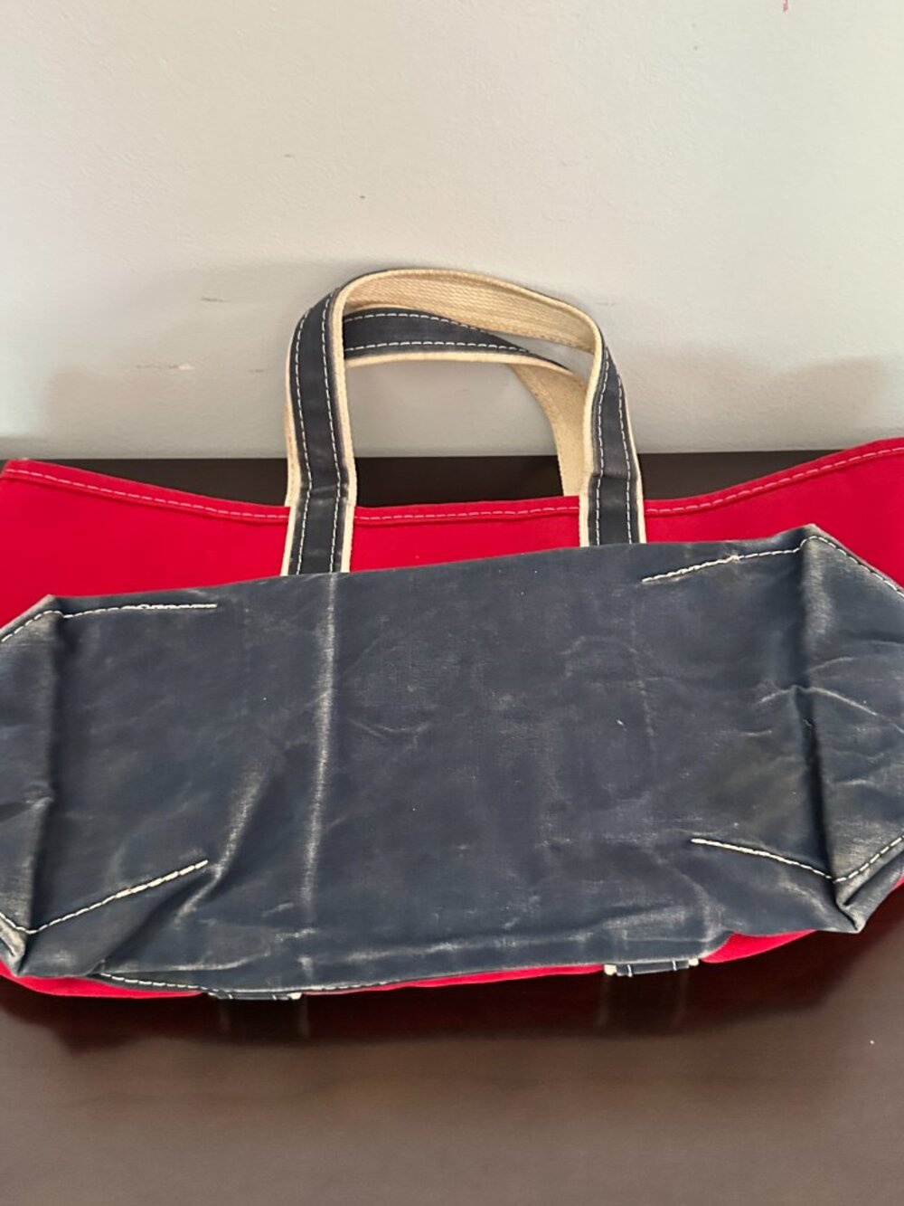 Rare Vintage 80s L.L. Bean Boat And Tote Red Blue Canvas Large Bag - Picture 15 of 16